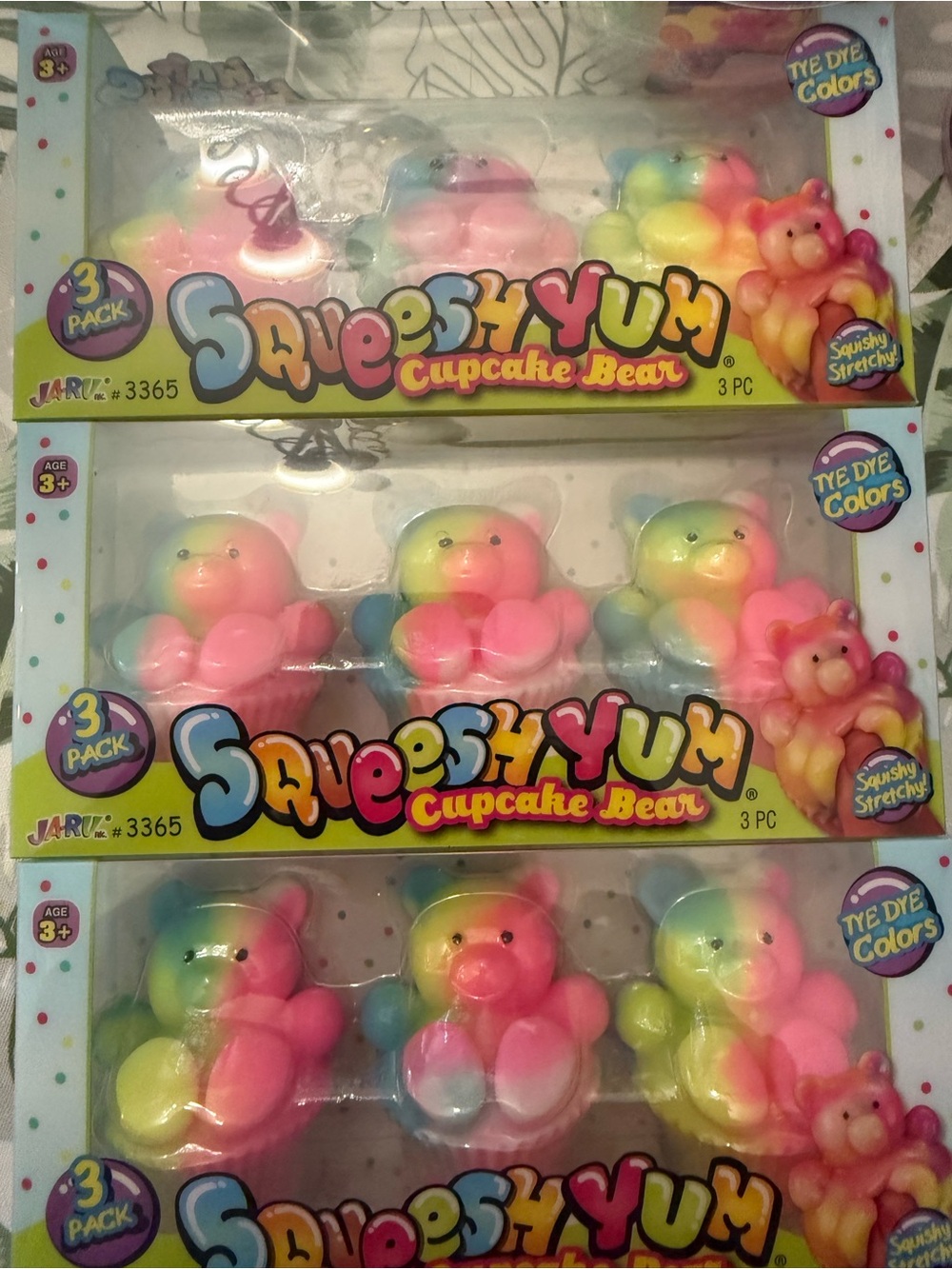 Cupcake Bear Kids Toy - Tie-Dye Pink Yellow Blue 3 boxes left